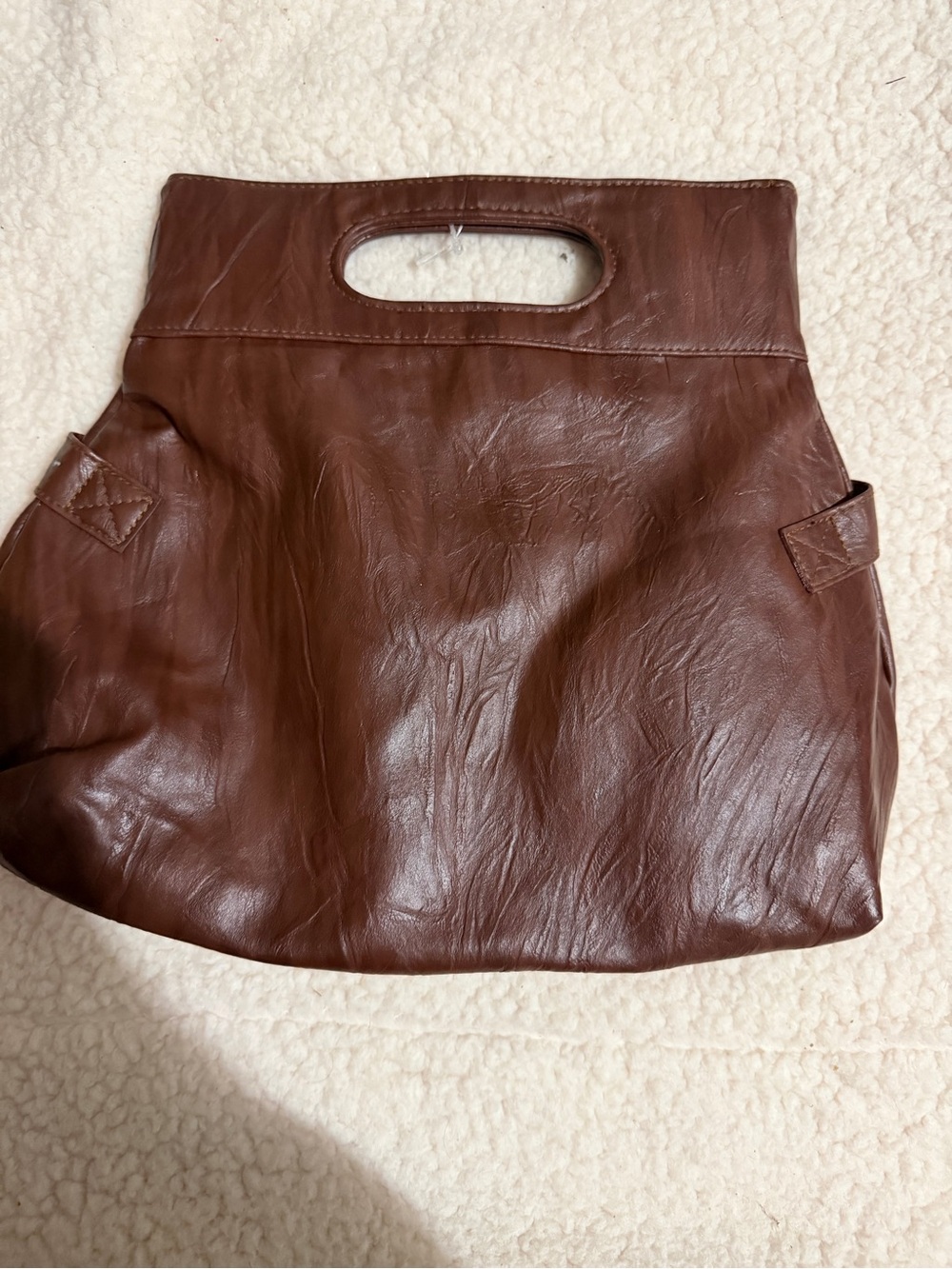 Vintage Brown Leather Cutout Handle Clutch - Picture 4 of 5